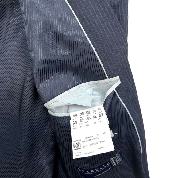 BOSS Hugo Boss The‎ Jam 75/Sharp3_1 Blazer Suit Vented Pinstripe Navy Men Sz 42L - Picture 4 of 8